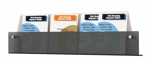 TUKA-i-AKUT 100cm Länge Wand Prospekthalter Acryl Extra Stark, Zeitschriftenhalter Wandregale für Zeitschriften Zeitungen Prospekte Broschür Bücher Wandhalter Schwarz TKD8256-100cm-1x