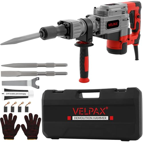 Demolition Hammer,2800 BPM Jackhammer,with 2 Replaceable Chisels,360°Anti-Vibration Rotary Handle, Electric Chisel for Concrete Breaking and Heavy-Duty Work