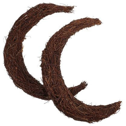 Garneck 2pcs Moonshaperattanwreathgrapevinewreathringsfordiycraftchristmaspartycm