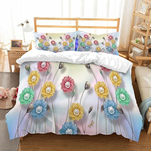 NIOYNJIS Ropa de Cama. Cubierta de Gran Comodidad,Hecha de algodón 100% Suave y Delicado,Muy amigable con la Piel,Diseño de Papel Tapiz 3D con Flores para Fondo fotomural,228x264cm