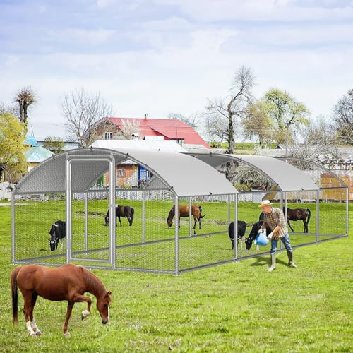 Eikuavons Hönshus, 3 x 8 x 2 m, kupol, tak, hönshus, fri rörlighet, med galvaniserat stållås och färgad vattentät polyetenduk, djurhölje, lätt