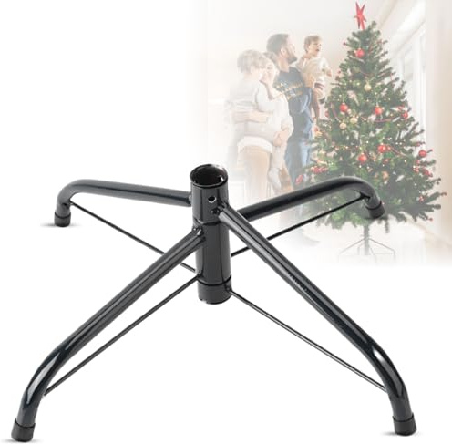 EzSyooAM Christmas Tree Base, 45cm (1.48FT) Heavy Duty Foldable Iron Christmas Tree Holder with Thumb Screws for Stable Support - Space Saving Xmas Tree Stand