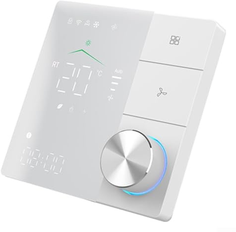 Controlador de temperatura inteligente del aire acondicionado, pantalla táctil del termostato WiFi programable, termostato inalámbrico, gestión de aplicaciones móviles (blanco)