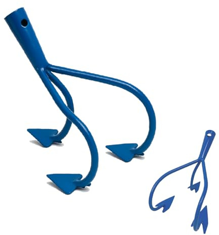 Crisalide® Zappino da Giardino a 3 Denti Crisalide – Testa in Metallo Verniciato Blu – Attacco Conico per Manico in Legno (Manico Non Incluso) – Ideale per Smuovere e Arieggiare il Terreno