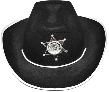 TSMORY Western-Partyhut mit Sternenmotiv, Schwarz/Grün, verstellbare Passform, Stoff für Themenpartys im Freien, schwarz / weiß, XS-XL