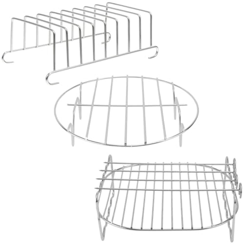 COLLBATH Juego de Rejilla Resistente al Calor y Antiadherente para Freidora de Aire de Acero Inoxidable Plata Accesorio de Cocina Adecuado Cocina