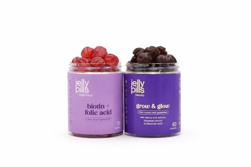 Jelly Pills Pack Rinforzo Capillare – Hair Anticaduta & Biotina 10.000 mcg – 60 + 60 Gummies Vegane – Senza Zuccheri Aggiunti – Gusto Lampone
