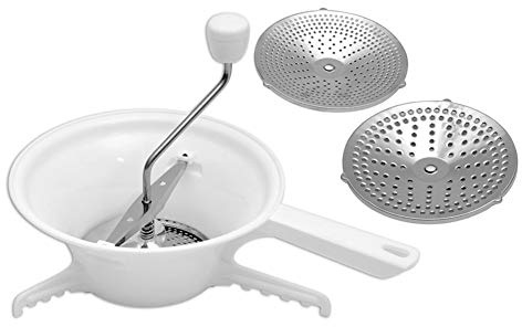 MAMJENNI Robot da Manuale Multifunzione, Mescolatura Manuale per Purè, Patate Dolci, Frutta, Verdura, Alimenti, Dischi Intercambiabili, Impugnatura ergonomica, Foro di Perdita,