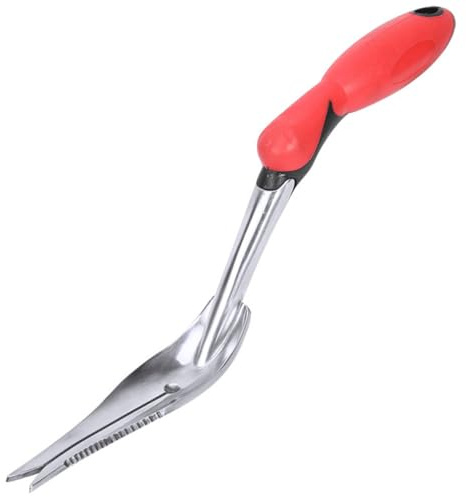 Anneome Outil de Désherbage Manuel en Aluminium Léger Poignée Plastique Rouge, Extracteur de Racines Pratique pour Jardinage, Ameublir Le Sol et Entretien de Pelouse, Désherbeuse