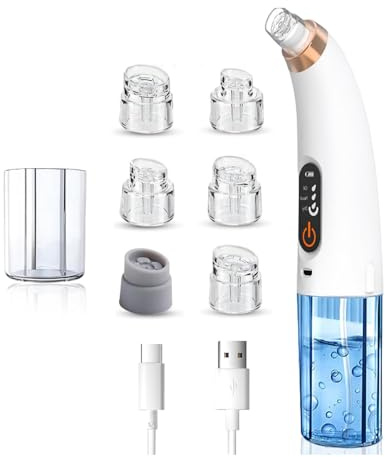 Succionador de Puntos Negros, Limpiador de Poros Facial Eléctrico Con 6 Cabezales y 3 Modos, Extractor de Puntos Negros Facial para Eliminars Puntos Negros, Comedones y El Acné Graso