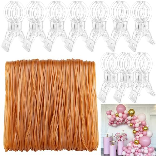 10 Pack Transparent Balloon Arch Clips, 3.5 Backdrop Spring Clamps with 200 Stretchy Rubber Bands for DIY Birthday Wedding Balloon Arch Party Decorations, Photo Studio & Craft Supplies
