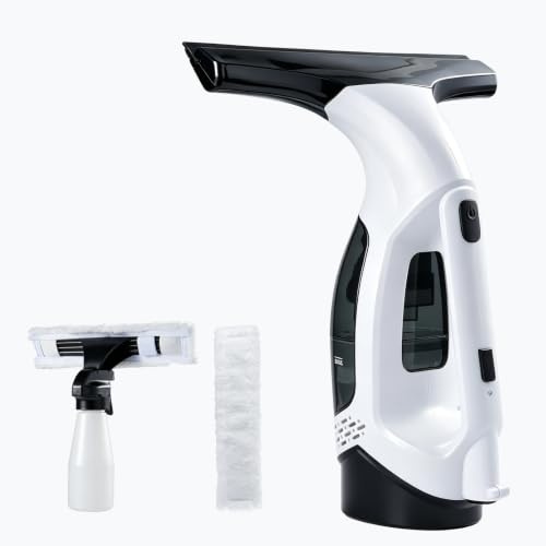 Akku Fenstersauger, Akkulaufzeit: 35 min, LED-Ladezustandsanzeige, 2200 mAh Akku, 150 ml Wassertank, 20 ml Sprühflasche mit Mikrofaserbezug, Fensterabzieher Für Fenster, Spiegel, Fliesen & mehr