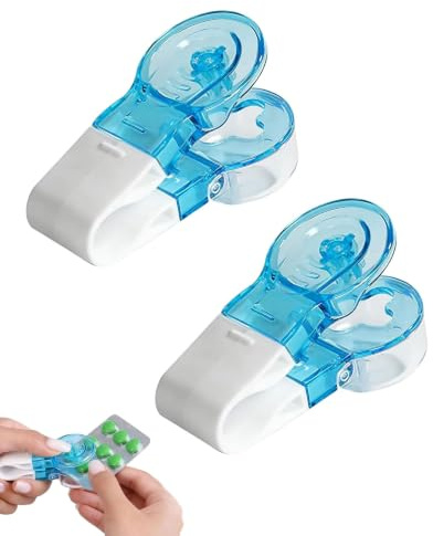 LEEQ 2 pièces Pilulier portable – Presse-pilules sans contact pour blister, facile à utiliser pour pilules,distributeur compact et hygiénique