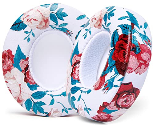 WC PadZ Solo 2 & 3 - Replacement Earpads for Beats Solo Wireless Headphones | Made by Wicked Cushions | Soft Leather, Luxury Memory Foam, Strong Adhesive (Does Not Fit Beats Solo 4) | Floral White