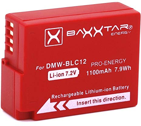 Baxxtar Akku DMW-BLC12 E (1100mAh) - intelligentes Akkusystem- Kompatibel mit Panasonic Lumix DC FZ1000 II G91 DMC GX8 G70 G80 G81 G7 G6 G5 FZ2500 FZ2000 FZ1000 FZ330 FZ300 FZ200