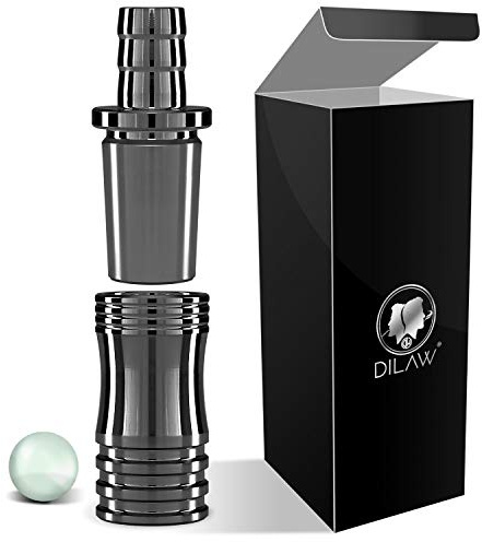 DILAW® Shisha V2A Edelstahl Adapter Schlauchadapter 18/8 Schliff Set 2-teilig Universal Hookah Wasserpfeife (1er Pack, Anthrazit Edelstahl)