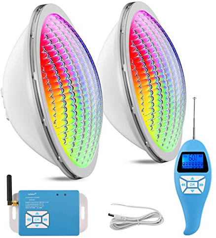 LyLmLe Led Piscina PAR56,20W Luce per Piscina Sincronizzatore RGB Esterno + Telecomando,Multicolore Subacquea a LED Illuminazione Impermeabile IP68,12V AC(2 lampada)