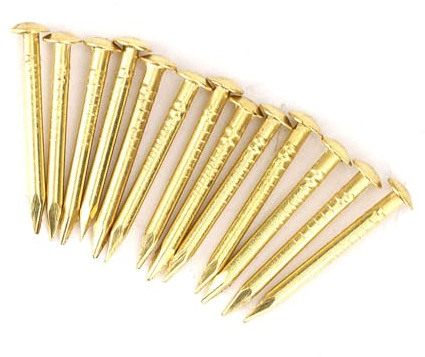 HEEPDD 100Pcs Brass Escutcheon Tacks Pins, Round Head Brad Nail 18mm Length