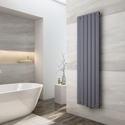 EMKE Design Heizkörper Flach, 1600x460 mm Vertikal Flachheizkörper mit Mittelanschluss, Einlagig Anthrazit Paneelheizkörper Wandheizkörper für Bad, Schlafzimmer & Wohnzimmer, 751W