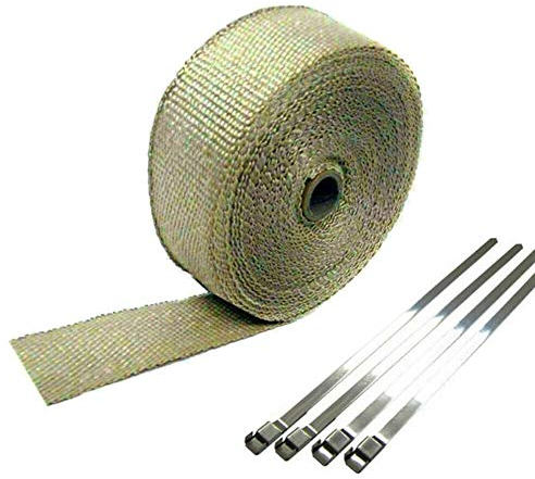 iSpchen Cinta de Protección Contra El Calor Cinta de Escape Cinta de Protección Contra El Calor de La Motocicleta Con 4 Bridas Metálicas, Para Cinta Térmica de Colector Cinta de Colector (5 m)