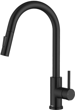 Tohlar Black Kitchen Tap with Pull Out Sprayer, 2 Modes Spray | Stainless Steel Kitchen Mixer Tap, 360° Swivel Spout, Modern Design, Matte Black