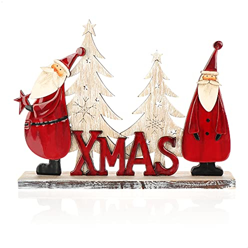 com-four® Espositore decorativo per Natale - Babbo Natale in legno laccato - Decorazione natalizia premium da appendere (01 pezzi - Babbo Natale 26cm)