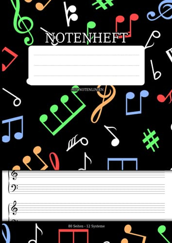 Notenheft mit Notenlinien: Din A4 Lineatur 14 Mit 12 Systemen Für Musiker, Schüler, Komponisten - Musikheft Mit 80 Seiten (40 Blatt) - Ideal Zum ... Keyboardern, Organisten Und Musikern