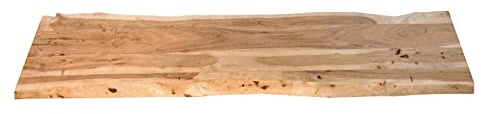 SAM Holzplatte Louisa 200x40 cm Akazie Natur lackiert Baumkante Tischplatte | Baumkanten-Platte, Akazienholz naturfarben massiv, für Heimwerker, Arbeitsplatten, Tische & Fensterbretter