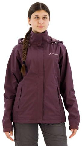 VAUDE Escape Light Regenjacke für Damen – Wasserdicht, dampfdurchlässig mit 2-Lagen-Membran, Sportjacke Damen mit Kapuze – Ideal Wandern & Radfahren – blackberry, Größe: