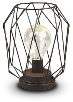 Industrial LED Tischleuchte NARDA Gitter Rost-Optik, Batteriebetrieben