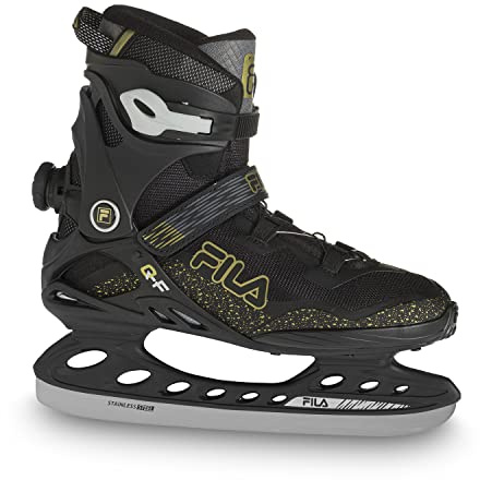 FILA Herren Schlittschuh Primo QF | Freizeit | Edelstahlkufe | Perfekter Halt & Komfort | schwarz-Gold, 41