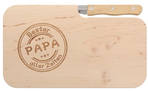 Spruchreif Brotzeitbrett mit Messer für Papa – Bester Papa aller Zeiten