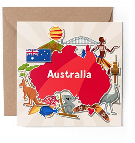 1 x Grußkarte (Fotoeinsatz) – Australien Reisekarte Australien – blanko Geburtstagsfeier Jahrestag #14730