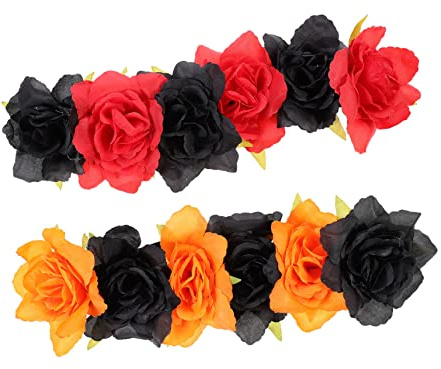 minkissy 2piezas Diadema Floral Para Halloween Accesorios De Cabeza Flores Artificiales Adorno Elegante Para Mujeres y Niñas Para Fiestas y Celebraciones