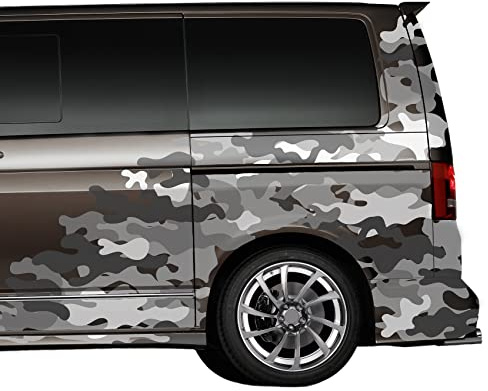 Finest Folia Camouflage Grau 2er Set Auto Tuning Folie Matt selbstklebend | 136 Aufkleber individuell kombinierbar für Motorrad Wohnmobil Transport Sticker wasserfest Dekor UV-beständig RX048-05