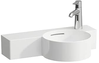LAUFEN Val Handwaschbecken, 1 Hahnloch rechts, Ablage links, mit Überlauf, schneidbar, 550x315mm, H8152844008121, Farbe: Weiß