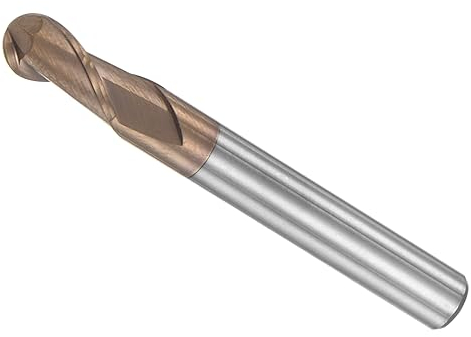 CoCud Ball Nose End Mill, 3mm Radius 6mm Shank 50mm Length, AlTiN Coated M30 Tungsten Carbide 2 Flutes Milling Cutter Bit - (Applications: for Stainless Steel Hardened Steel)