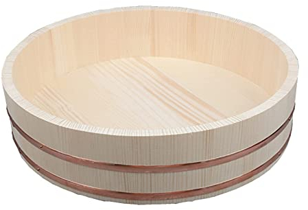 KARFRI Sushi-Reisschale aus Holz in 11 Größen – Sushi-Reis-Rührwanne, japanische Bibimbap-Servierschale für Restaurant, Zuhause, Küchenutensilien, 39 x 9,5 cm (45 x 11 cm)