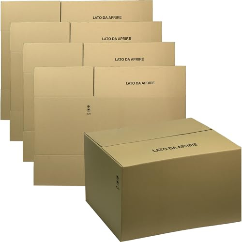Sicignano Casalinghi Ingrosso Casalinghi Arredo Giardino Hotellerie |Amerikanische Kartonbox, 60 x 40 x 38 h, Einzelwelle, robust, mit Symbolen – Versand, Verpackung – erhältlich in Packungen (4)