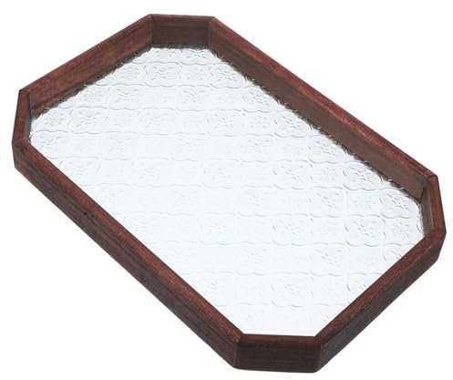 IMIKEYA Ablagefach Kuchentablett Aus Holz Und Glas Serviertablett Aus Brotteller Kuchenblech Vintage-serviertablett Käse-servierbrett Obst Terrarium Schreibtisch Schmücken