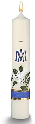 WikaKerzen Handgefertigte Marienkerzen traditionelle Symbole und hochwertige Verarbeitung Perfekt für Andachten und spirituelle Momente (Lilien)