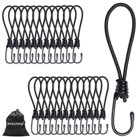 BYZANDQI 25er-Set Spanngummi mit Haken 17cm Expander mit Haken | Planenspanner mit Spiralhaken - Gummispanner Expanderhaken Spannhaken Expanderschlingen für Planen Zelt Netz Banner Trampolin
