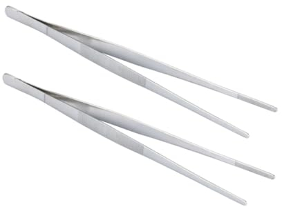 TOPBATHY 2pcs Stainless Steel Food Tongs, 30cm Steak Serving Tweezers, Rust-Proof, Lightweight, Easy to Clean, for Home BBQ and Fruit Salad Serving