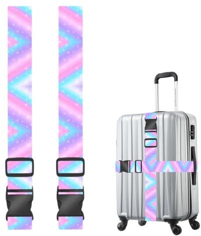 Koffergurte Set 2 Stück Kofferband Auffällig Einstellbare Koffergürtel Gepäckband für Koffer Koffergurt Bunt Kofferbänder Gepäckschutz Schnallen Gurtband Set, Koffergurt Kofferband (180 * 5cm)