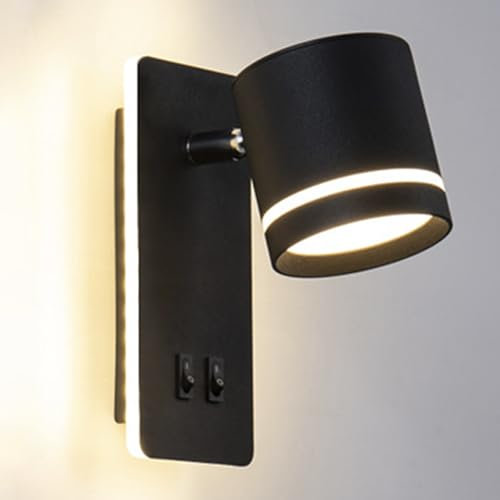 YFMYY Dimmbare Nachttisch-Leseleuchte, Moderne LED-Wandleuchte, verstellbare Wandleuchte mit EIN-Aus-Schalter, um 330° drehbare 90° Faltbare Wandleuchte, 3-Farben-Temperatur (6 W + 9 W)