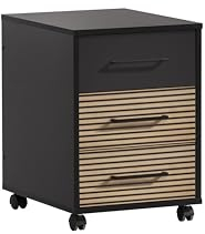 Schildmeyer Rollcontainer Hank 158264, Schwarzmatt/Akustikpaneel Optik, 40 x 50 x 57 cm