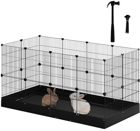 EUGAD Freigehege für Kaninchen, Freilaufgehege mit Bodenfutter Tür,DIY-Kleintiergehege 140x71x71cm,Freigeheg Kleintiergehege für Hamster,Kaninche,Schildkröte,Igel,Kätzchen Gerbil,Kleintierkäfig