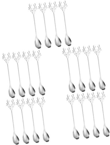 20 Stk Cartoon-Elch-Löffel Dessertlöffel Salatlöffel Vorspeisenlöffel Zuckerlöffel Sahnelöffel spoon set spoons set Espresso Reislöffel Esslöffel Schaufel Rostfreier Stahl Ciieeo