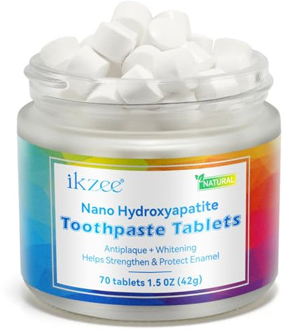 Nano Hydroxyapatite Toothpaste Tablets for Fresh Breath - Chewable, Fluoride Free & Eco Friendly - 70 Tablets
