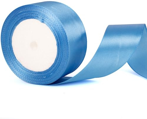 40 mm breites, azurblaues, dickes Band zum Verpacken von Geschenken, 22 m, dickes, seeblaues Band aus Stoff, Satinband zum Verpacken von Geschenken, Weihnachten, Floristen, Blumenstrauß, Kuchen